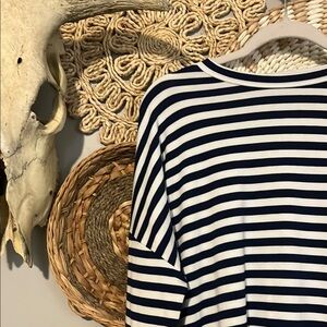 Navy and White Striped maxi Dress